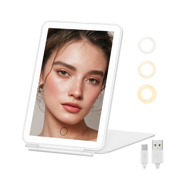 FASCINATE Portable USB Vanity Mirror with 3 Colour 72 LED Lighting, Touch Sensor Dimming