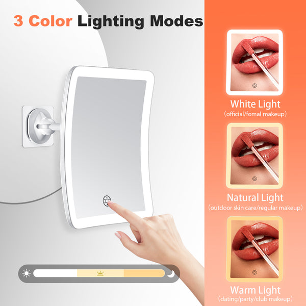 FASCINATE Dimmable Makeup Vanity Mirror with 10x Magnification Adjustable Brightness Portable Cosmetic Mirror for Travel