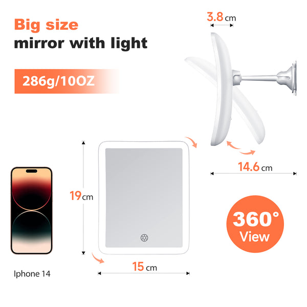 FASCINATE Dimmable Makeup Vanity Mirror with 10x Magnification Adjustable Brightness Portable Cosmetic Mirror for Travel