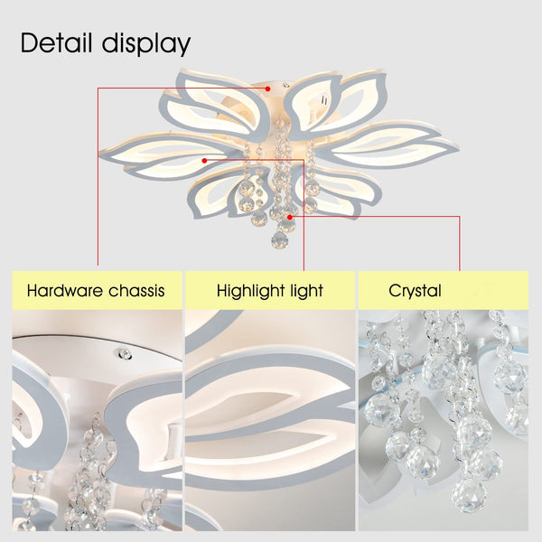 Garwarm 6-Head White Acrylic Flower Ceiling Light 56W LED Ceiling Lamp
