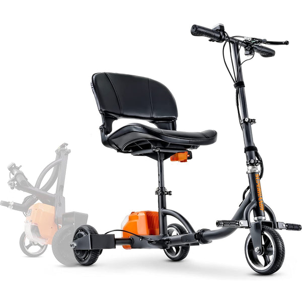 SuperHandy 3 Wheel Folding Mobility Scooter - Lightweight, Long Range w/ 2 Detachable 48V Batteries SKU: GEUT081