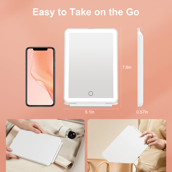 FASCINATE Portable USB Vanity Mirror with 3 Colour 72 LED Lighting, Touch Sensor Dimming