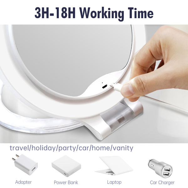 FASCINATE Magnifying Mirror 10X 1X Double Sided Magnification Vanity Mirror 3 Colour Setting Adjustable Rotation LED