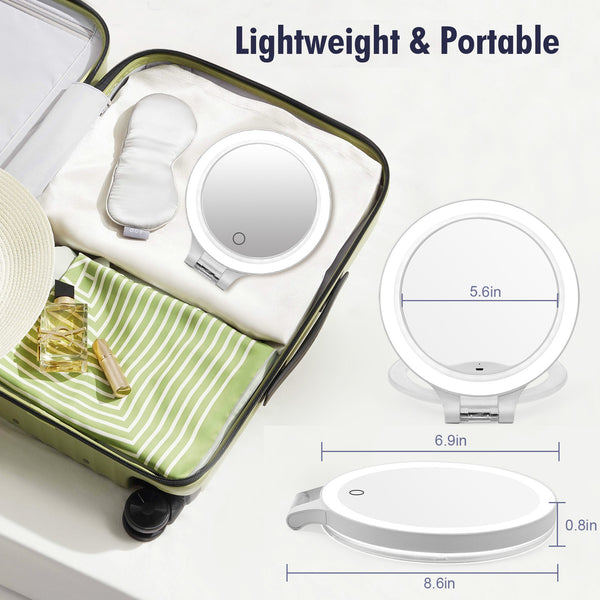 FASCINATE Magnifying Mirror 10X 1X Double Sided Magnification Vanity Mirror 3 Colour Setting Adjustable Rotation LED