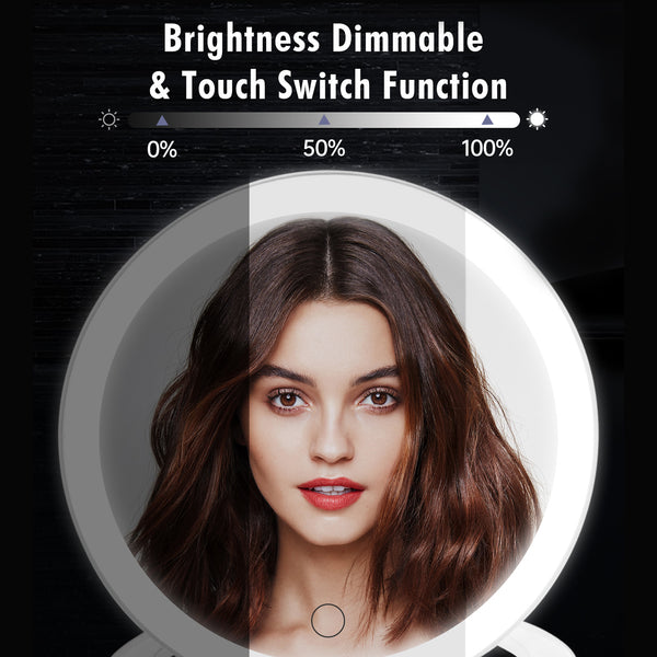 FASCINATE Magnifying Mirror 10X 1X Double Sided Magnification Vanity Mirror 3 Colour Setting Adjustable Rotation LED