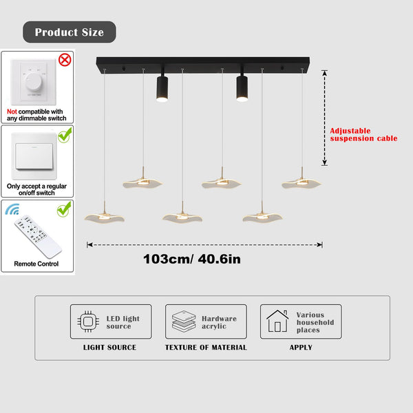 Garwarm 6-Leaf Black Dimmable LED Pendant Light