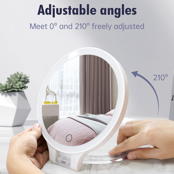 FASCINATE Magnifying Mirror 10X 1X Double Sided Magnification Vanity Mirror 3 Colour Setting Adjustable Rotation LED