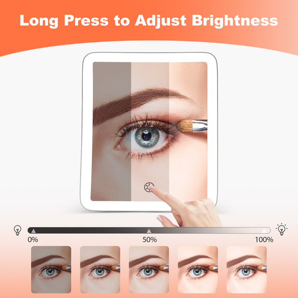FASCINATE Dimmable Makeup Vanity Mirror with 10x Magnification Adjustable Brightness Portable Cosmetic Mirror for Travel