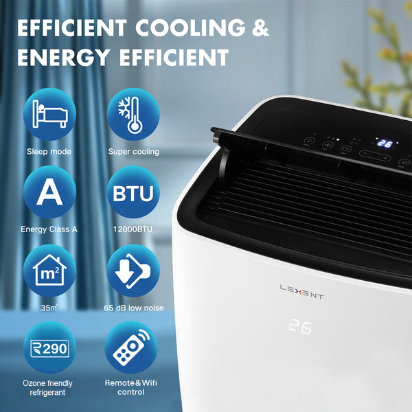 LEXENT AC6 Portable Air Conditioner / Heater 12000 BTU, 30L Dehumidifier, Model: LCH12WF