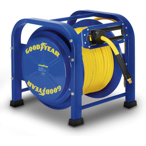 Air Hose Reel Retractable 3/8 in. x 50 ft. SBR Rubber Hose Max 300psi Heavy-Duty Industrial Steel Single Arm