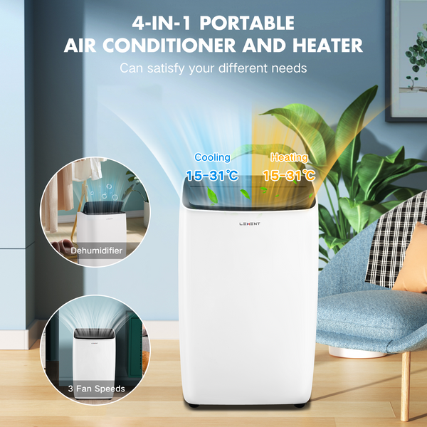 LEXENT AC6 Portable Air Conditioner / Heater 12000 BTU, 30L Dehumidifier, Model: LCH12WF
