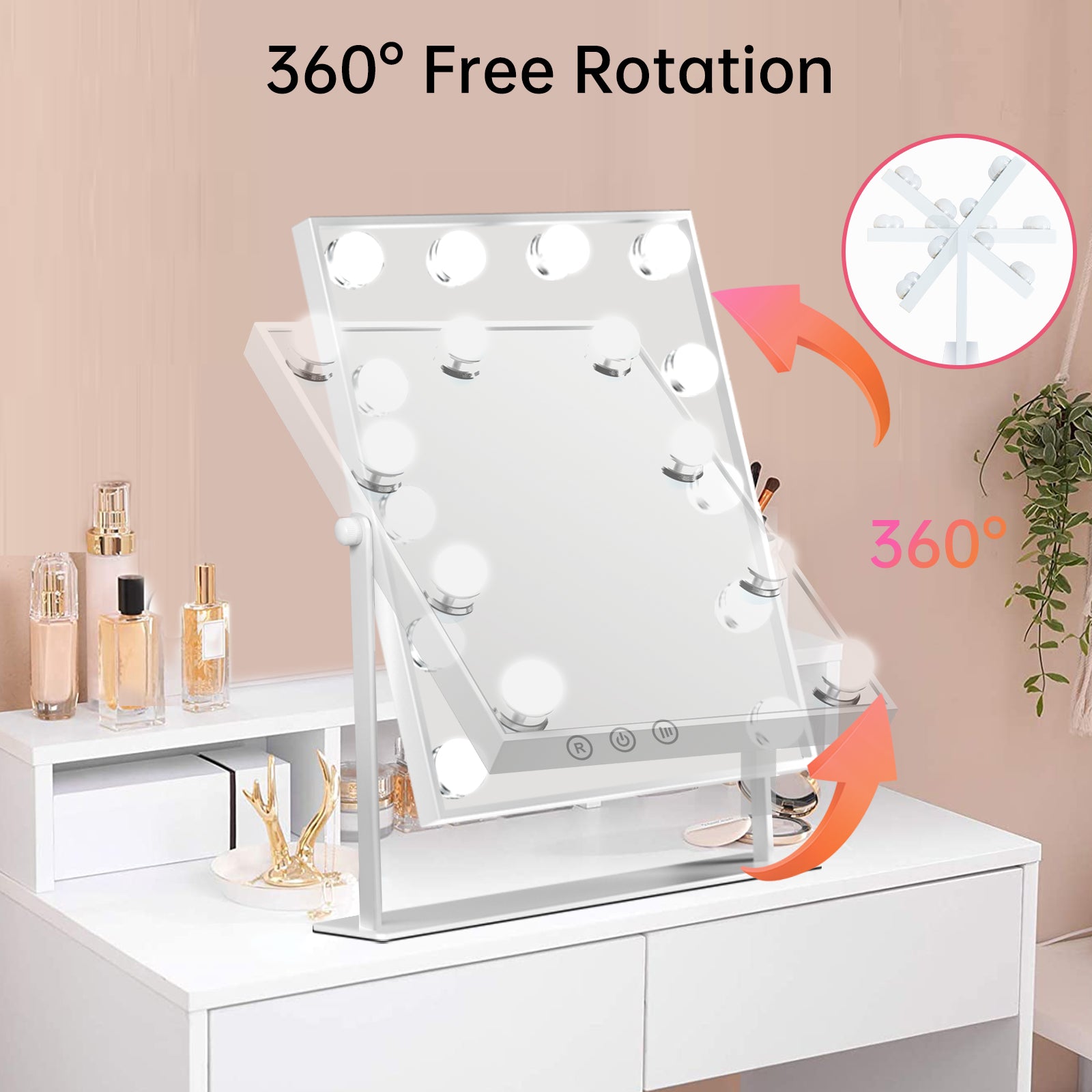 Luminaire Salle De Bain Lirex - Lumière Vanity Hollywood 16 LED Dimmables - 10 Luminosités, 3 Couleurs - USB Lumière Makeup 16 Ampoules Luminaire Salle De Bain Lirex - Lumière Vanity Hollywood 16 LED Dimmables - 10 Luminosités, 3 Couleurs - USB Lumière Makeup 16 Ampoules