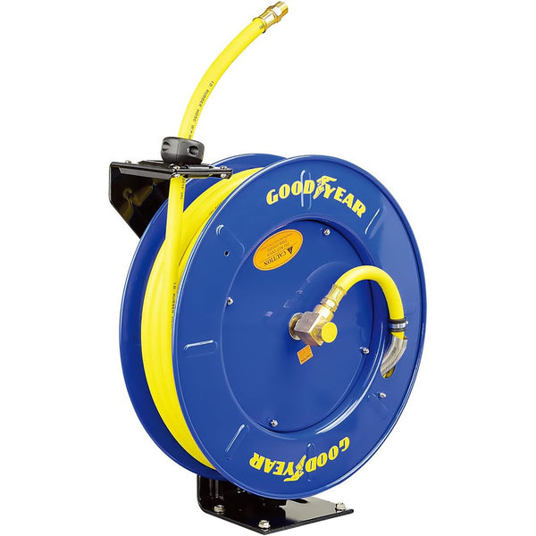 Goodyear Air Hose Reel Retractable 9.5mm x 20m 20BAR Max SBR Rubber Hose Heavy Duty Industrial Steel Single Arm Construction(GBR012)