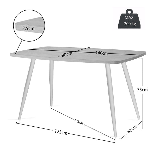 Matteo Wooden Dining Table with Black Metal Legs 140 x 80 cm, Dark Walnut (PRE-SALE Restock in June)