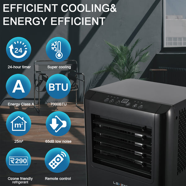 LEXENT AC2 Portable Air Conditioner 7000 BTU, Air Cooler, 20L Dehumidifier, Model: LC7B