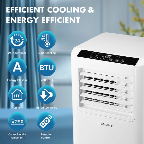 LEXENT AC4 Portable Air Conditioner 7000 BTU, 20L Dehumidifier, Model: LC7W