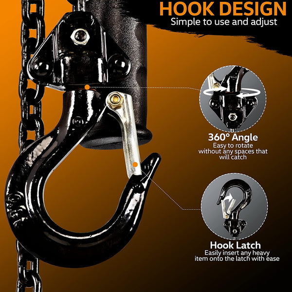 SuperHandy Mini Lever Hoist Come Along 1/2 TON 1100 LBS Capacity 5FT Lift 2 Heavy Duty Hooks Commercial Grade Steel for Lifting Pulling Construction Building Garages Warehouse Automotive Machinery(GEUT014)