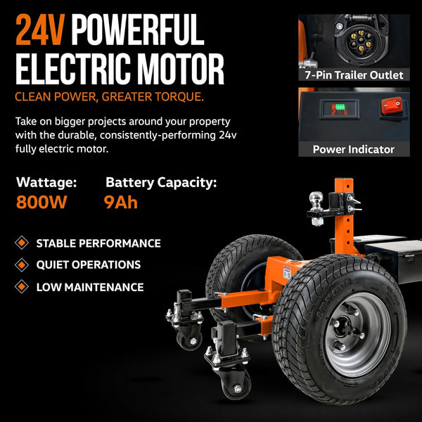 SuperHandy Trailer Dolly Electric Self-Propelled Super-Duty 7500LBS Max Towing, 1100LBS Max Tongue Weight w/ 2 All-Terrain Wheels, 2 Front Support Castors, and 2 Rear Castors GBOS009