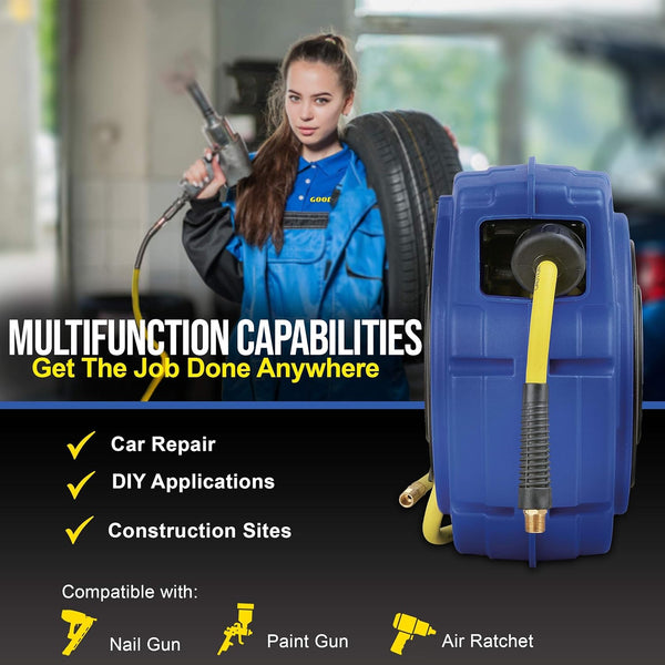 Goodyear Steel Retractable Air Compresso Hose Reel Max. 300PSI (Enclosed Retractable 3/8" X 15M)(GBR001)