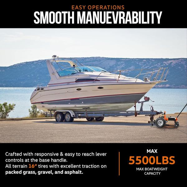 SuperHandy Trailer Dolly Electric Self-Propelled Super-Duty 7500LBS Max Towing, 1100LBS Max Tongue Weight w/ 2 All-Terrain Wheels, 2 Front Support Castors, and 2 Rear Castors GBOS009