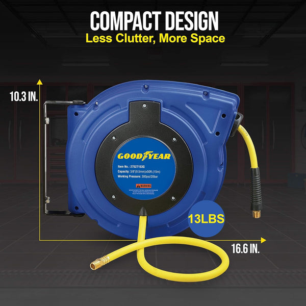 Goodyear Steel Retractable Air Compresso Hose Reel Max. 300PSI (Enclosed Retractable 3/8" X 15M)(GBR001)