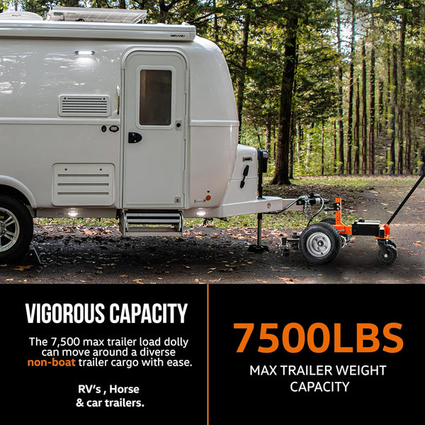 SuperHandy Trailer Dolly Electric Self-Propelled Super-Duty 7500LBS Max Towing, 1100LBS Max Tongue Weight w/ 2 All-Terrain Wheels, 2 Front Support Castors, and 2 Rear Castors GBOS009