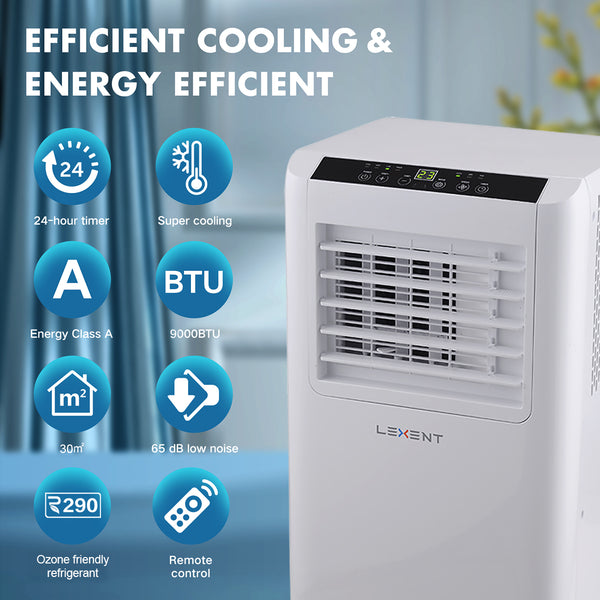 LEXENT AC5 Portable Air Conditioner 9000 BTU, 25L Dehumidifier, Model: LC9W