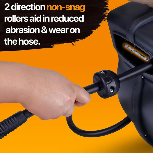 SuperHandy Air Hose Reel Retractable Spring Driven 3/8" x15m Long 300PSI 20BAR Hybrid Polymer Hose, w/Lead in Hose SKU:GEUR007