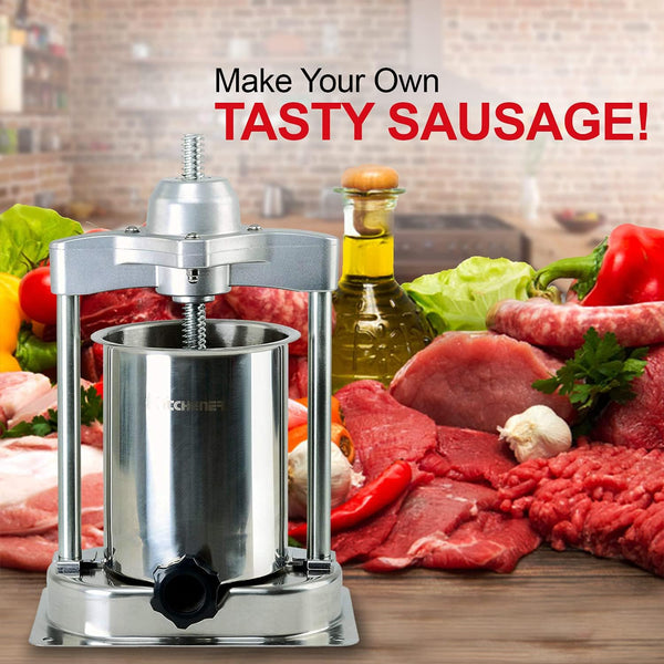 Kitchener Elite Super Heavy Duty Commercial 15 lbs Stainless Steel Sausage Stuffer/Filler/Maker SKU:GBM006