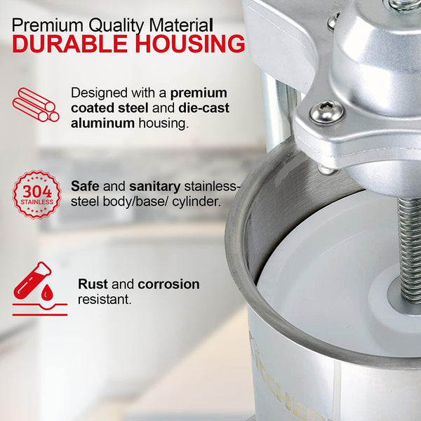 Kitchener Elite Super Heavy Duty Commercial 15 lbs Stainless Steel Sausage Stuffer/Filler/Maker SKU:GBM006