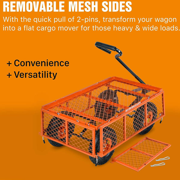 SuperHandy Wagon Utility Cart Hand Truck Manual Heavy Duty Lawn Garden w/Removable Side Meshes 400 lbs Max Cap SKU:GEUT075