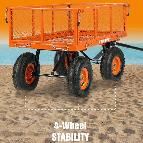SuperHandy Wagon Utility Cart Hand Truck Manual Heavy Duty Lawn Garden w/Removable Side Meshes 400 lbs Max Cap SKU:GEUT075