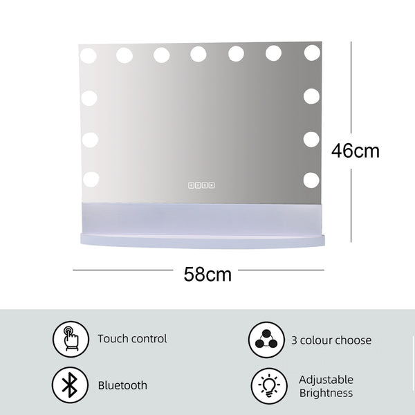 Hollywood Mirror with Bluetooth Speaker, 13 Dimmable LED Bulbs, Dynamic RGB LED Side Lighting, SKU: MT005846PRO