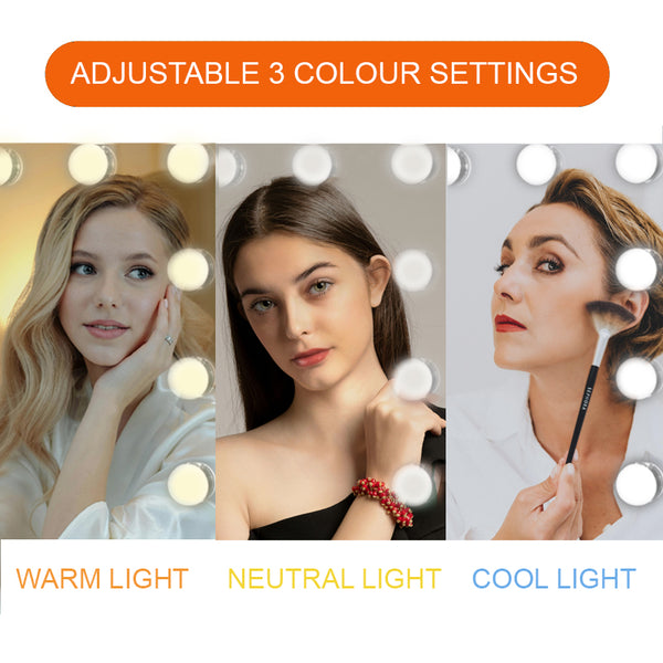 Hollywood Mirror with Bluetooth Speaker, 16-Dimmable Bulbs, LED Ambient Light Strip, SKU: MT008058PRO