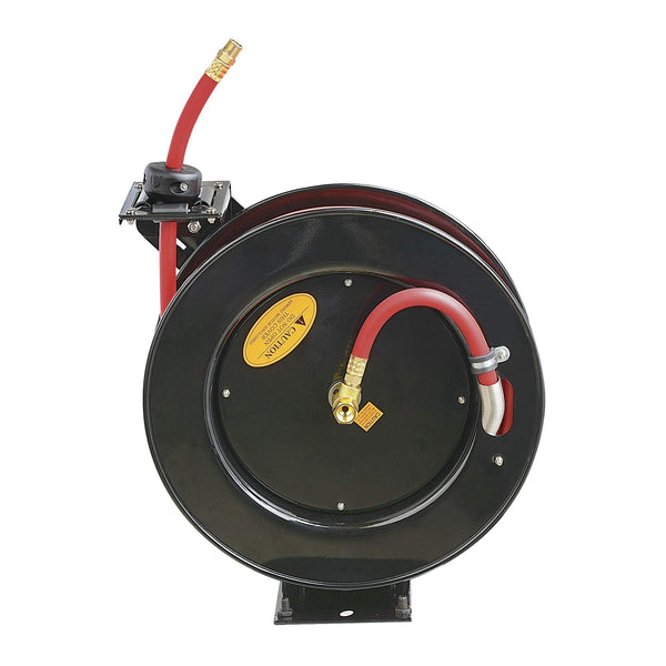 Umi. Air Hose Reel Retractable 7.5m 25' Feet x 3/8" Inch Connection Premium Commercial SBR Hose Max 300 Psi Steel Construction Wall Mounting Heavy Duty