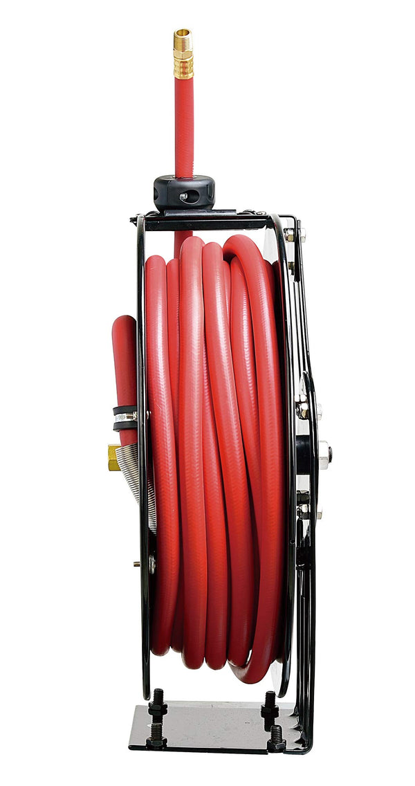 Umi. Air Hose Reel Retractable 7.5m 25' Feet x 3/8" Inch Connection Premium Commercial SBR Hose Max 300 Psi Steel Construction Wall Mounting Heavy Duty