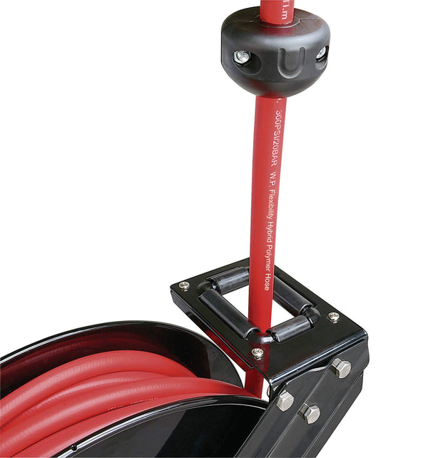 Umi. Air Hose Reel Retractable 7.5m 25' Feet x 3/8" Inch Connection Premium Commercial SBR Hose Max 300 Psi Steel Construction Wall Mounting Heavy Duty