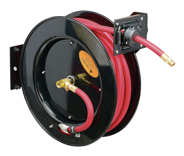 Umi. Air Hose Reel Retractable 7.5m 25' Feet x 3/8" Inch Connection Premium Commercial SBR Hose Max 300 Psi Steel Construction Wall Mounting Heavy Duty