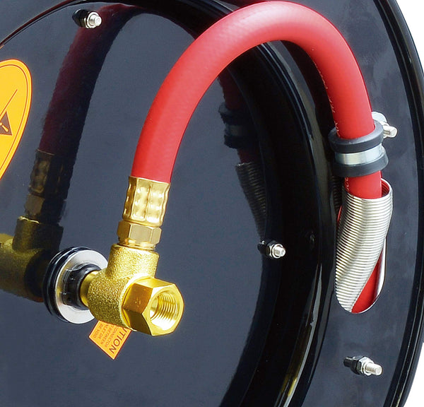 Umi. Air Hose Reel Retractable 7.5m 25' Feet x 3/8" Inch Connection Premium Commercial SBR Hose Max 300 Psi Steel Construction Wall Mounting Heavy Duty