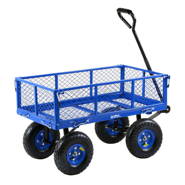 UMI Wagon Utility Cart Hand Truck Manual Heavy Duty Lawn Garden with Removable Side Meshes 400 lbs Max Capacity